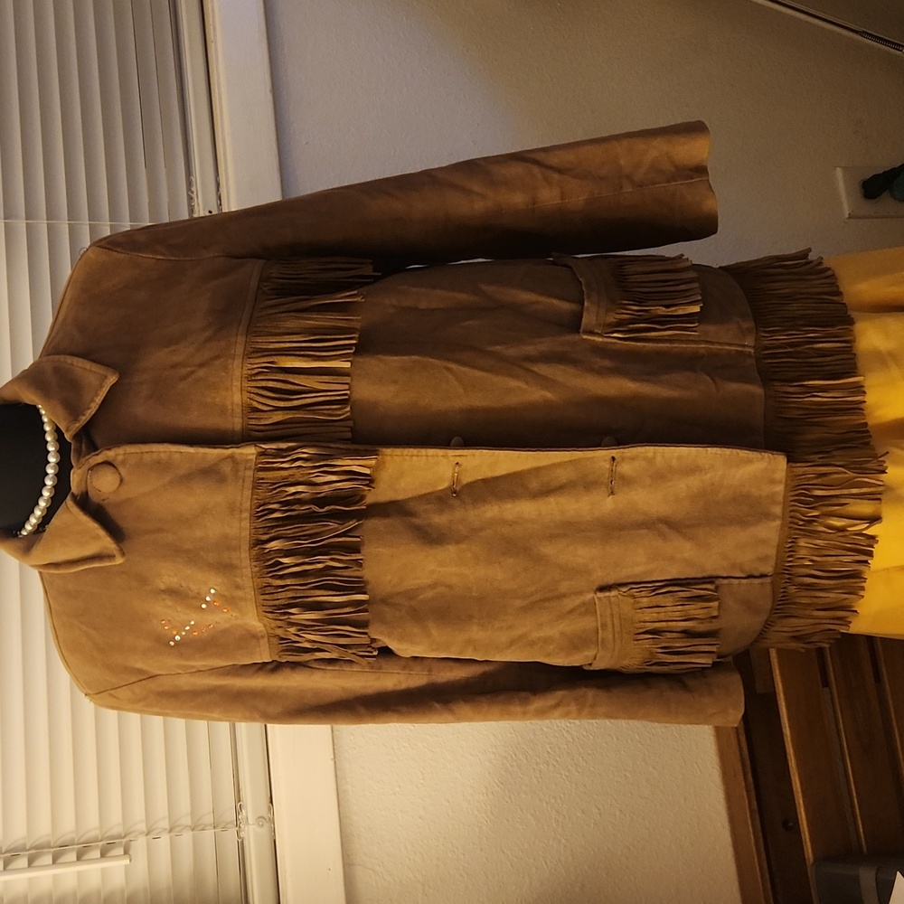 Taupe Suede Jacket with Fringe